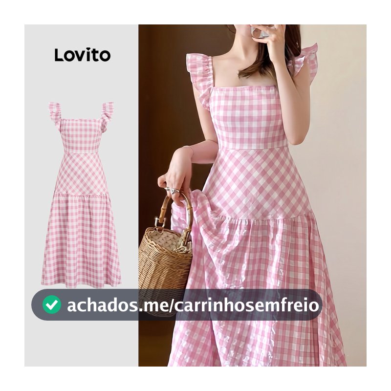 Lovito Vestido Elegante com Zíper Primavera/verão Rosa Vestido feminino LK6EDD112