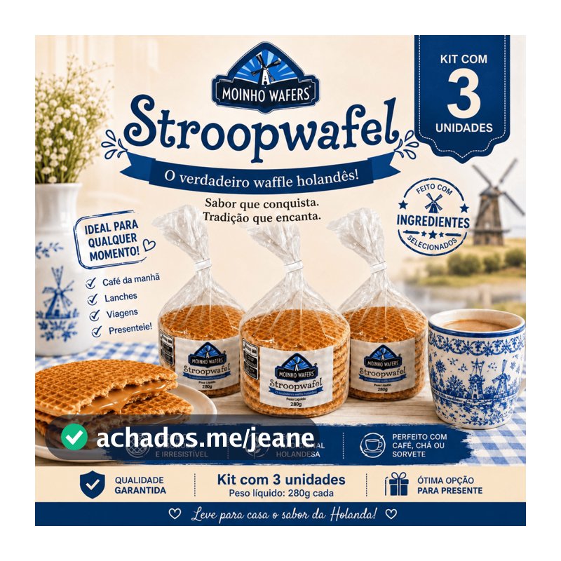 Stroopwafel Biscoito Holandês Com Caramelo 280G
