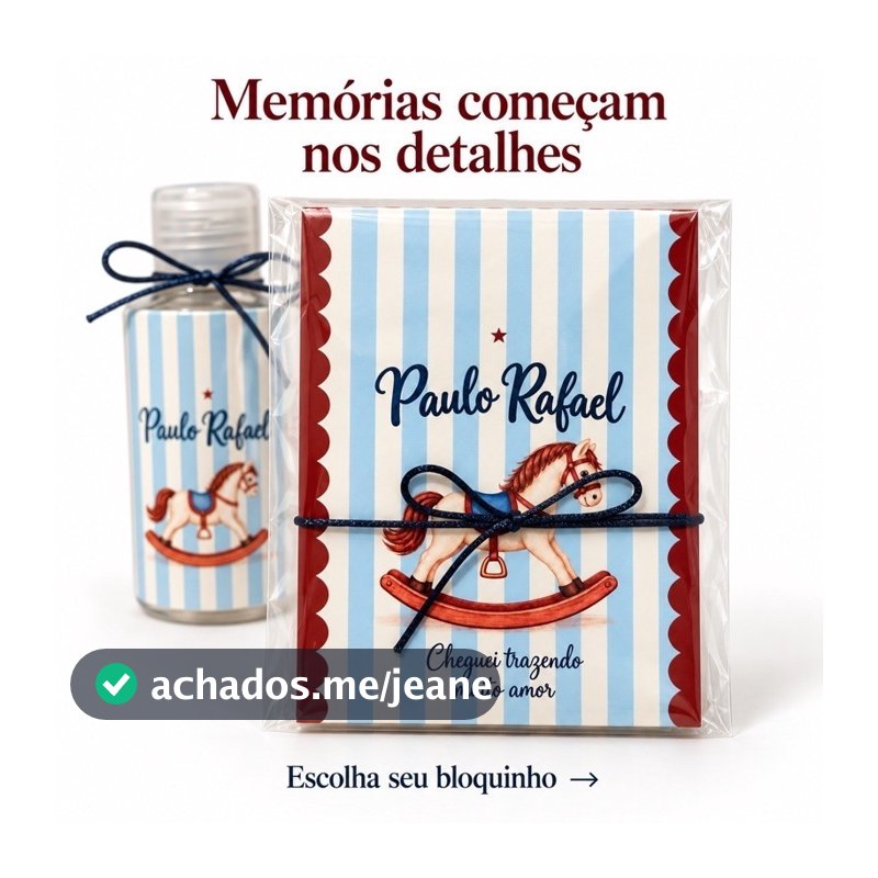 Kit Bloquinho e Frasco Personalizado Lembrancinha Maternidade Chá de Bebê Aniversário