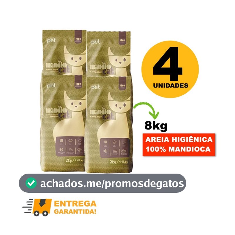 Areia de Gato MandioCat Biodegradável higiênica natural 100% Mandioca 8KG - Envio Rapido