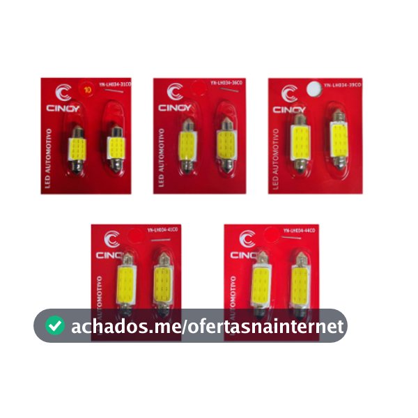 Par 2 Lâmpadas LED Torpedo 31 36 39 41 44 Iluminação Mala Teto Salão Placa Branca