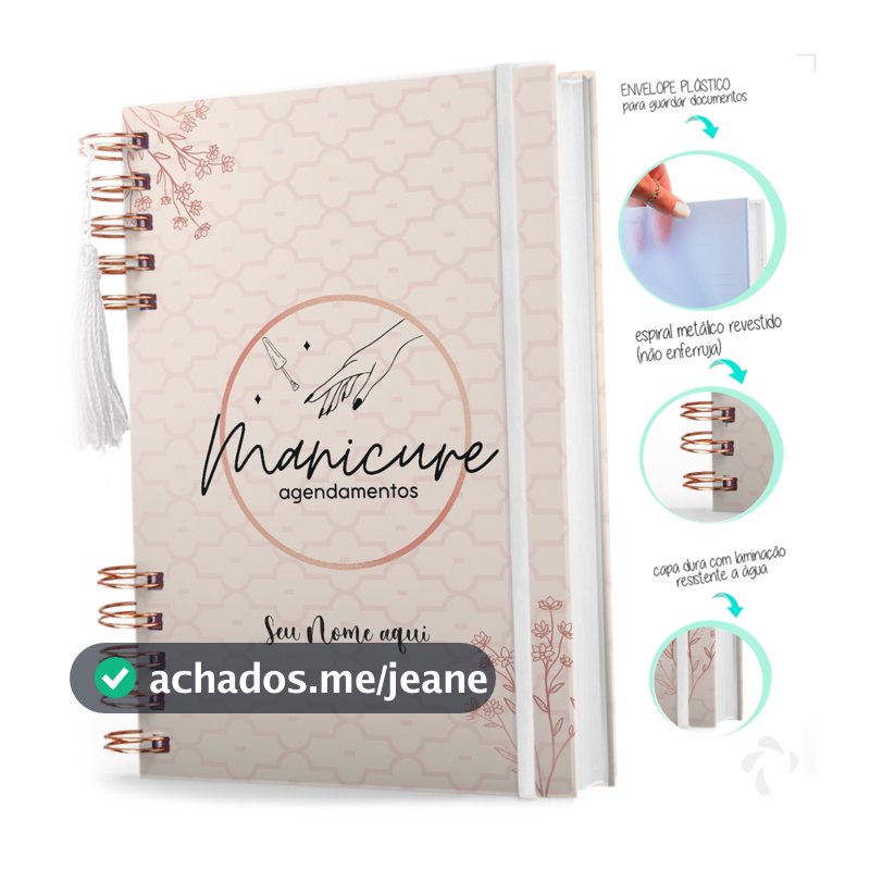 Agenda Manicure e Pedicure 2027 Personalizada Com Nome e Capa Dura