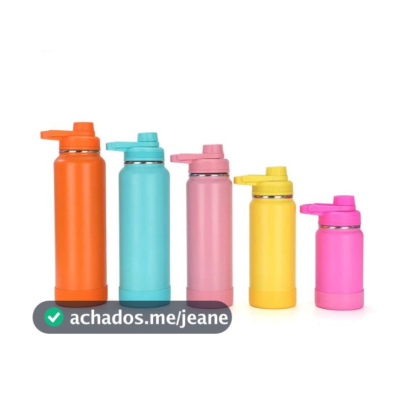 Garrafa Térmica Soft Aço Inox Parede Dupla com Base de Silicone 800ml 1L  1,2L