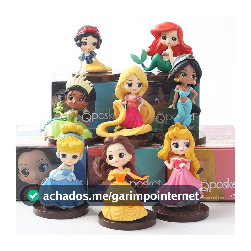 8 Pçs/Set 5-8cm Anime Dos Desenhos Animados Princesa Figura Branca De Neve Rapunzel Cinderela Sereia Ariel Bella Jasmine Q Versão PVC Figuras De Ação Modelo Boneca Brinquedos