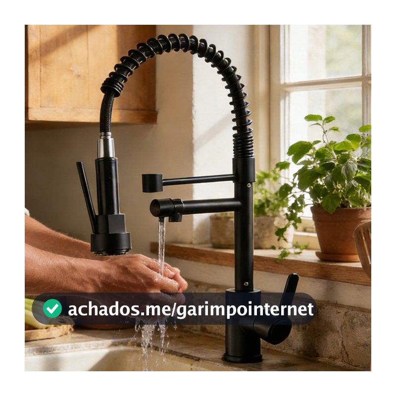 Torneira De Cozinha Gourmet Alça Única Com Extensor De Spray Tubo De Água Flexível Superior Prateado Para Ajuste