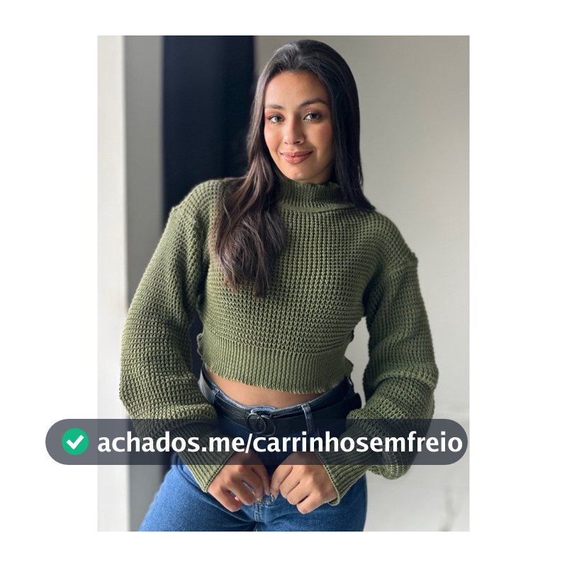 Blusa Cropped Manga Bufante Inverno Tricot Moda feminina Outono 2025 Blogueira