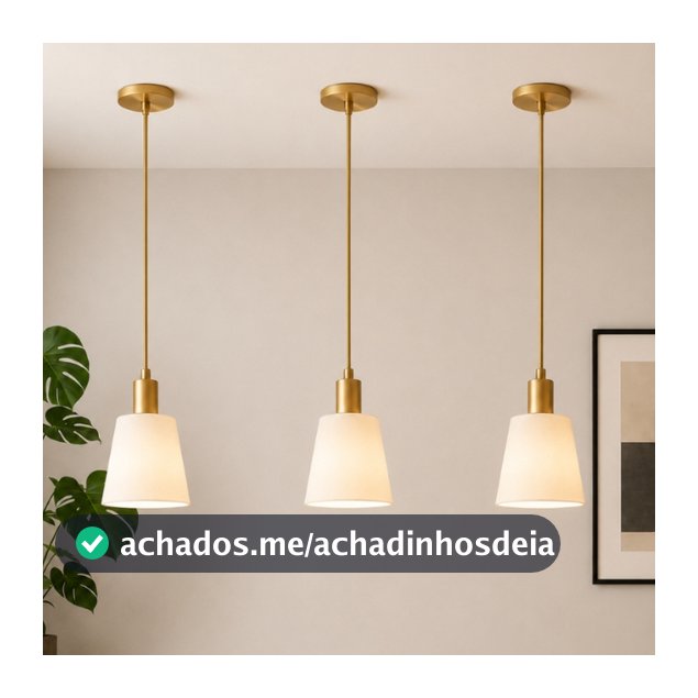 Kit 3  Luminária Pendente Clássico Cônico  Bocal E27 150cm Dourado/Preto Interna Sala Mesa Decoração