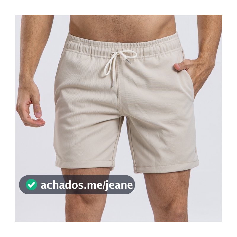 Short Masculino Mauricinho com Elastano Cintura Elástica Cordão e Bolsos Casual Confortável Bermuda Masculina