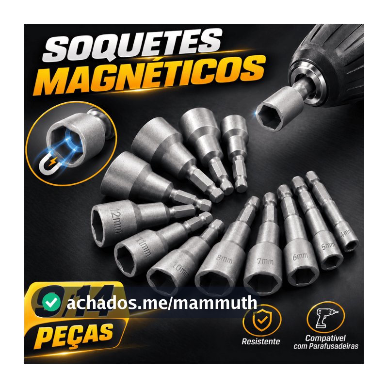 14 Peças Soquetes Sextavados para Parafusadeira 5 a 13mm Kit de Bits para Parafusos