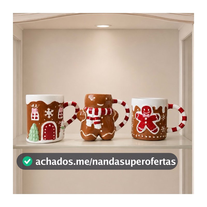 Caneca de Cerâmica Xícaras Divertidas de Natal Papai Noel Soldadinho Quebra-Nozes Biscoito de Natal Gingerbread
