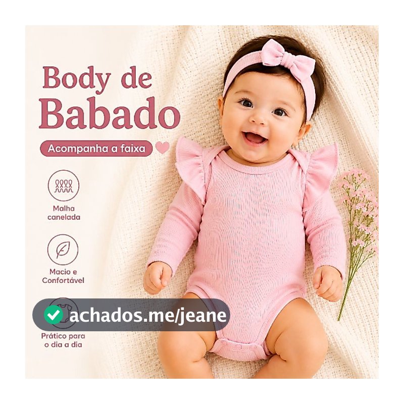 Body para bebê com babado nas manga longa com faixa de laço