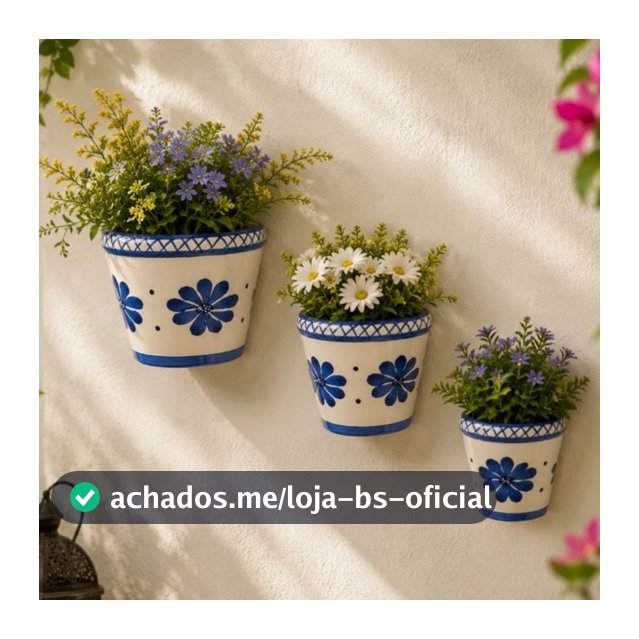 Kit 3 Floreira de Parede Cerâmica Pintada a Mao Jardim Vertical Varanda Área Gourmet