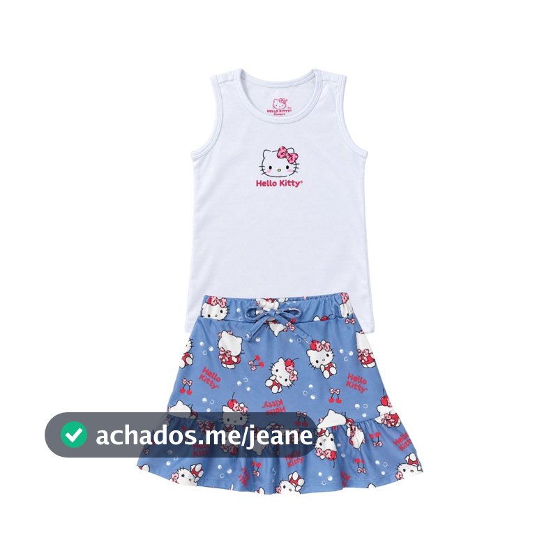 Conjunto Feminino Infantil Cerejinhas Da Hello Kitty - Hello Kitty