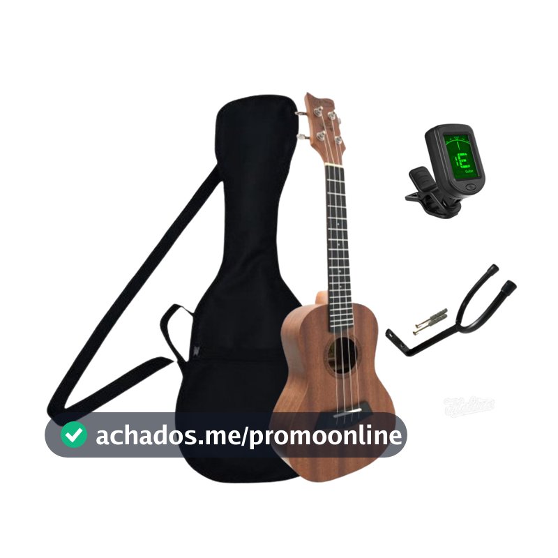Ukulele Concert Mahina 23k + Bag Resistente com Alça + Afinador Digital + Suporte Parede KIT