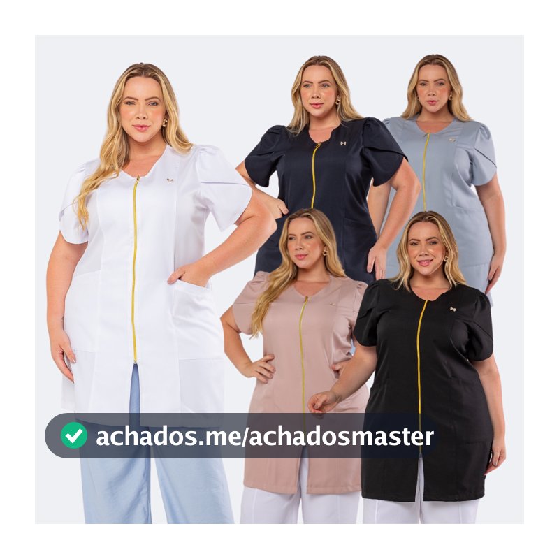 Jaleco Feminino Plus Size Manga Tulipa Gabardine Com Zíper PIE