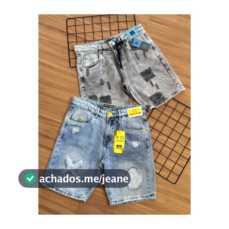 Bermuda Jeans Masculina Estonada Cinza Casual