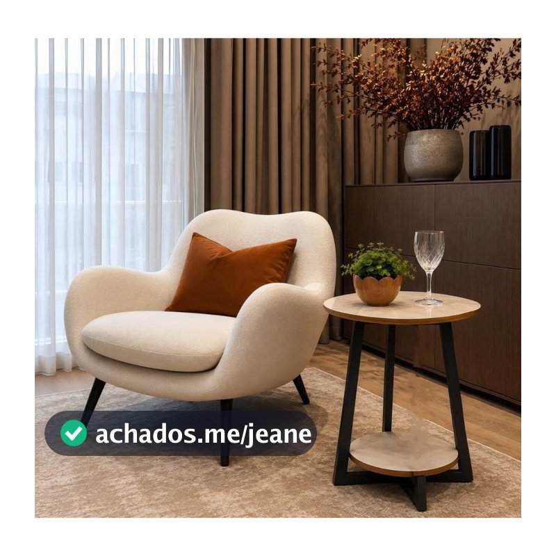 Mesa De Apoio Lateral Sala Sofá Canto Redonda Veneza Industrial Elegante Moderna Ferro Preto