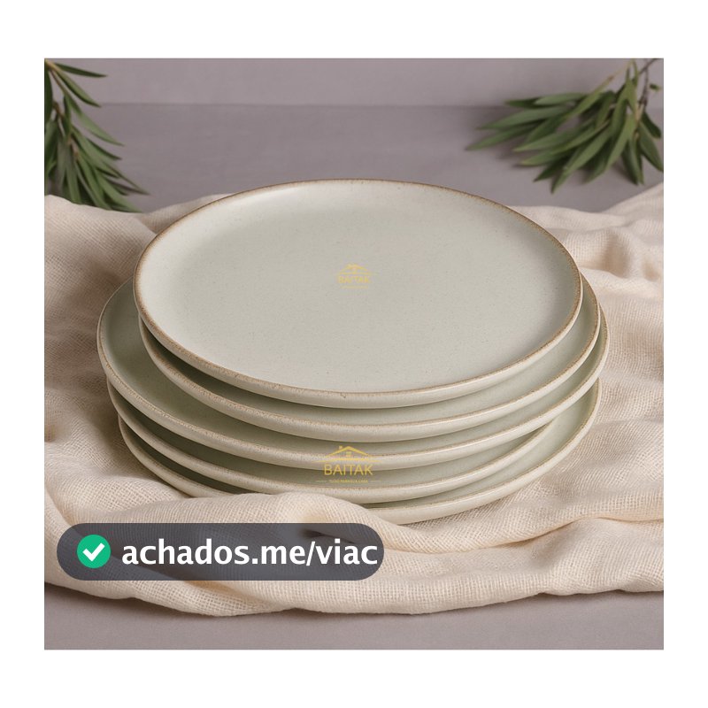 Kit 6 Pratos Raso Moderno 100% Porcelana 27 cm