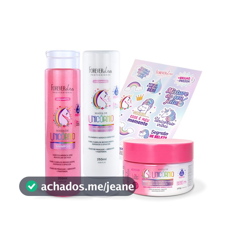 Kit Shampoo, Condicionador E Máscara Magia De Unicórnio Forever Liss