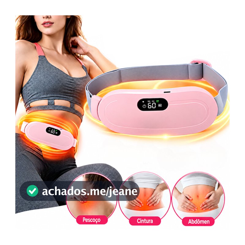Cinta Térmica Massageadora Abdominal para Cólica Menstrual 3 Níveis de Aquecimento USB Recarregável