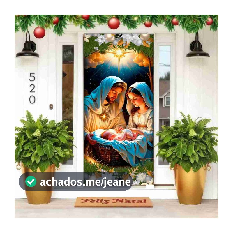 Capa Para Porta De NATAL/Páscoa 2,10x0,85 Decoração de NATAL/Páscoa Painel Retangular Malha Premium