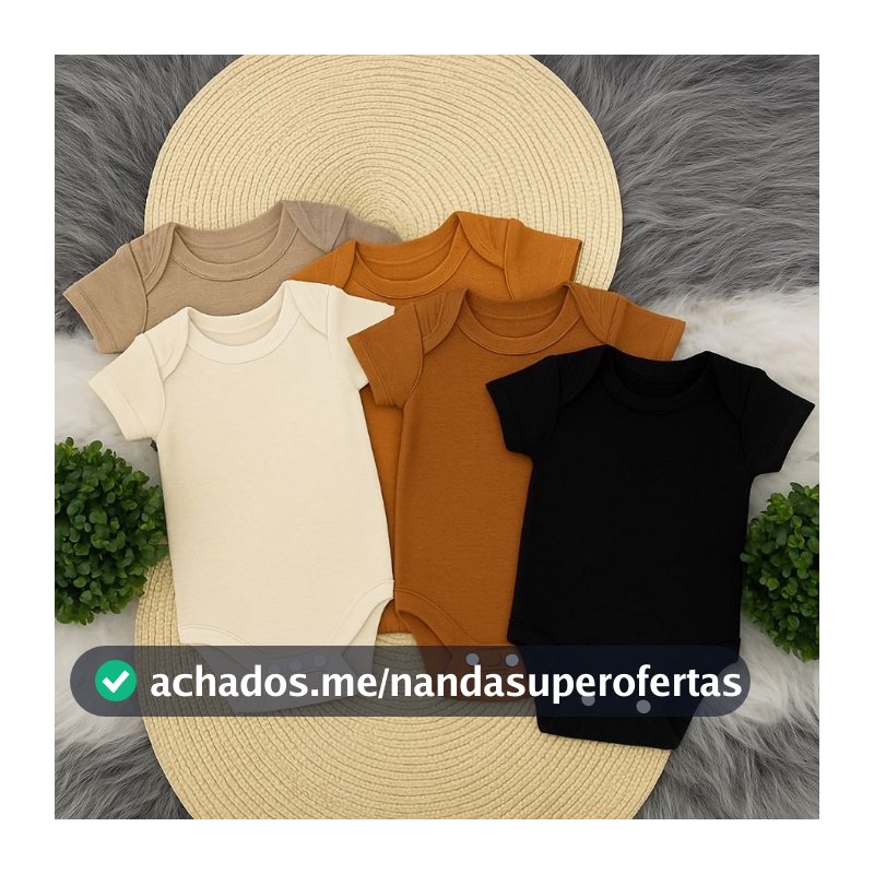 Body Liso Cores Neutras de Bebê - 100% Algodão