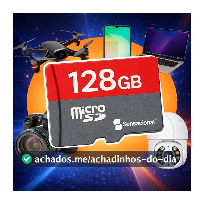 Cartão De Memória 128 Gb Para Câmeras Wi-fi Drones Micro Sd Sensacional