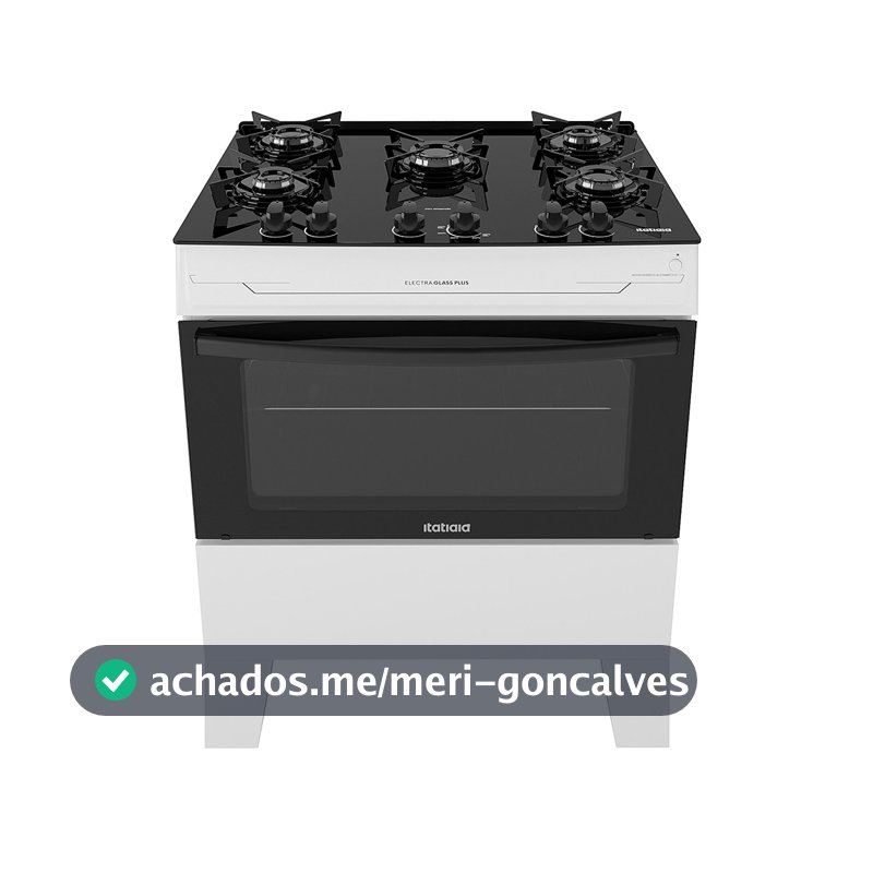Fogão 5 Bocas a Gás Itatiaia Electra Glass Plus Mesa de Vidro Acendimento Automático Branco Bivolt