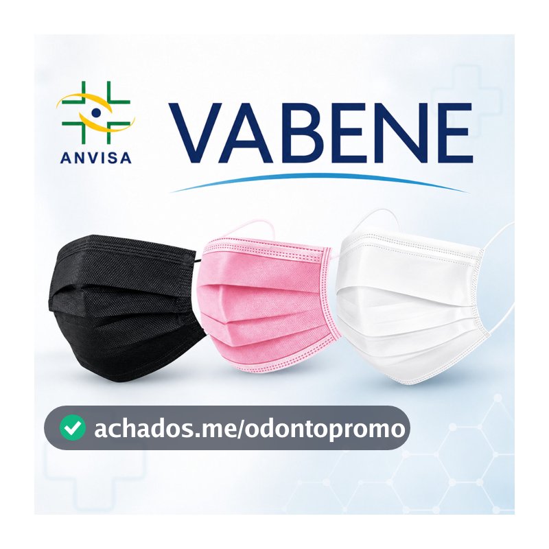 Kit Máscara Cirúrgica Descartável Vabene Tripla com Filtro Branca Preta Rosa Uso Profissional