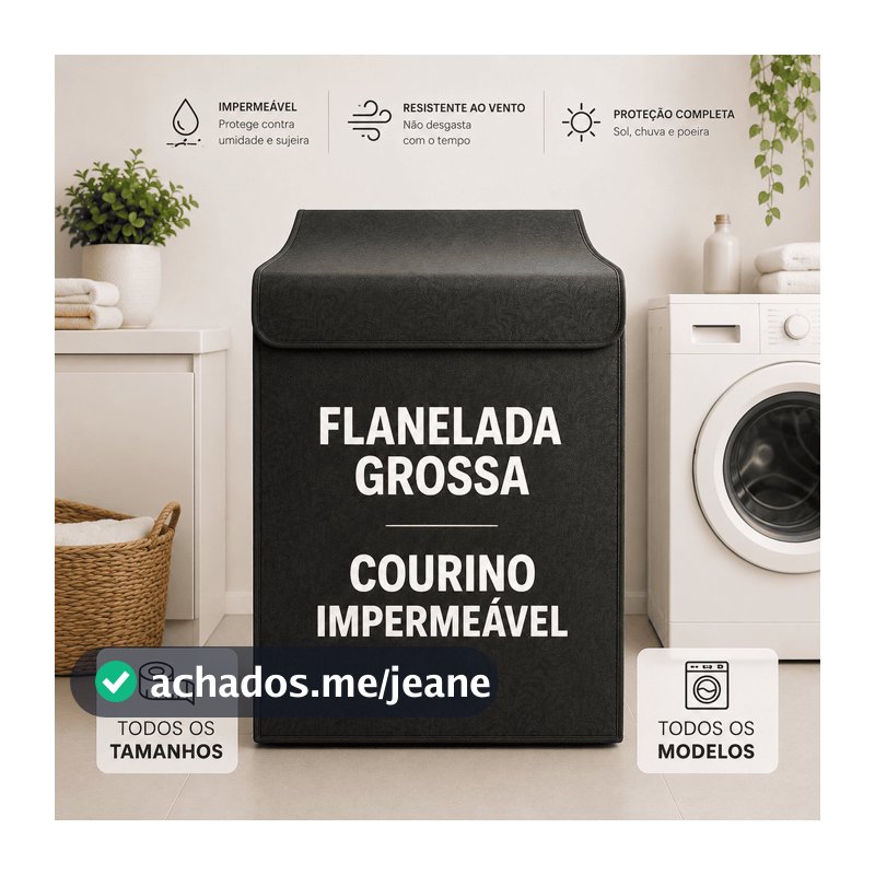 Capa Máquina de Lavar Universal 9kg 10kg 11kg 12kg 13kg 14kg 15kg 16kg 17kg 18kg Impermeável Flanelada Reforçada