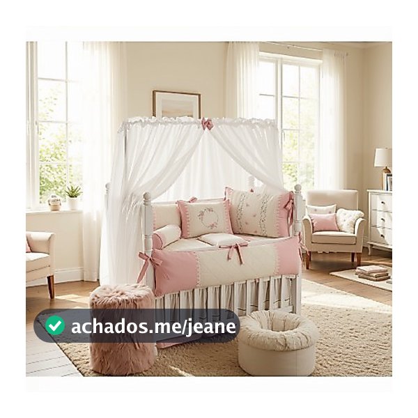 Kit Berço Americano Borboletas Maria Rose com Linho 11Pçs