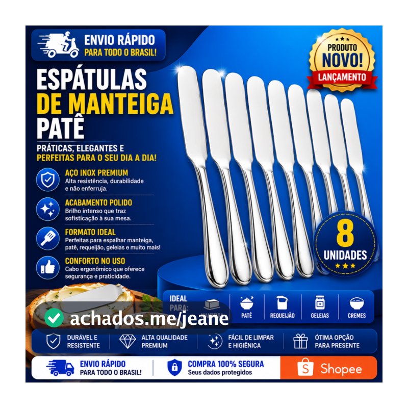 Conj 8 e 4 Espátula Para Manteiga Patê E Geleia Aço Inox Para Café da Manha Cozinha Envio Rápido