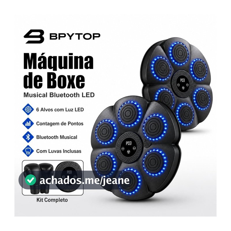 Máquina De Boxe Musical Bluetooth E Cabo Led + Contagem Com Luvas