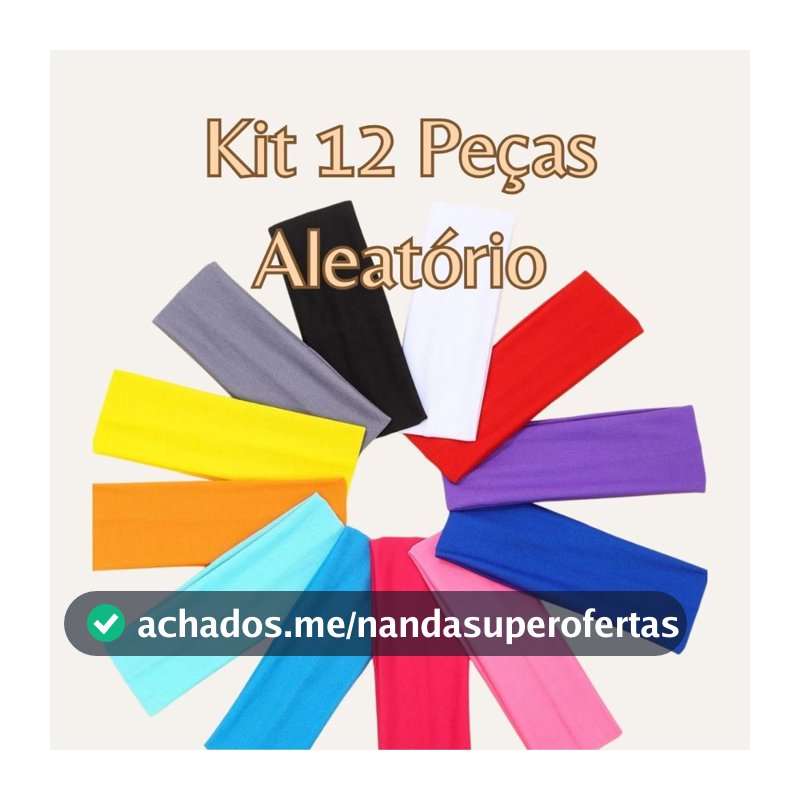 Kit 12 Faixas De Cabelo Confortável Elástica Esporte Tiara Academia Lazer Passeio Yoga Headband