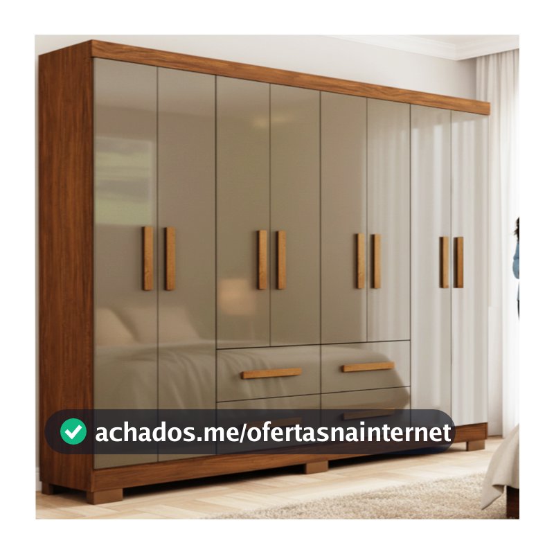 Guarda Roupas Casal Grande 8 Portas 4 Gav. Com Pés Moderno Marrom