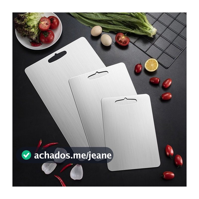 Tábua De Carne Inox 304 Antimofo Com Alça Para Pendurar Grande