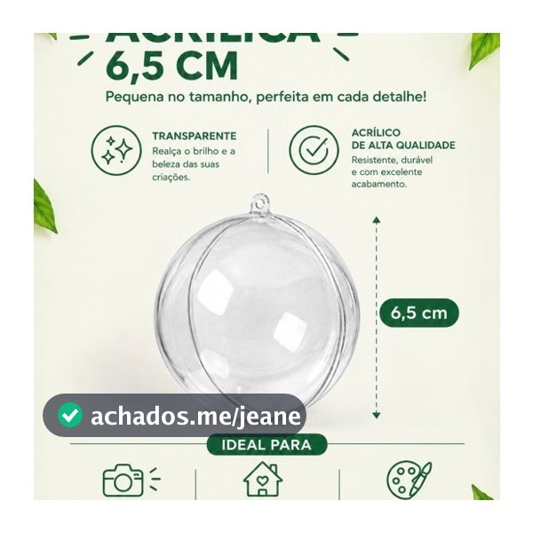 10/20/30/40/50 Esferas Acrílicas de 6,5 cm para Personalização