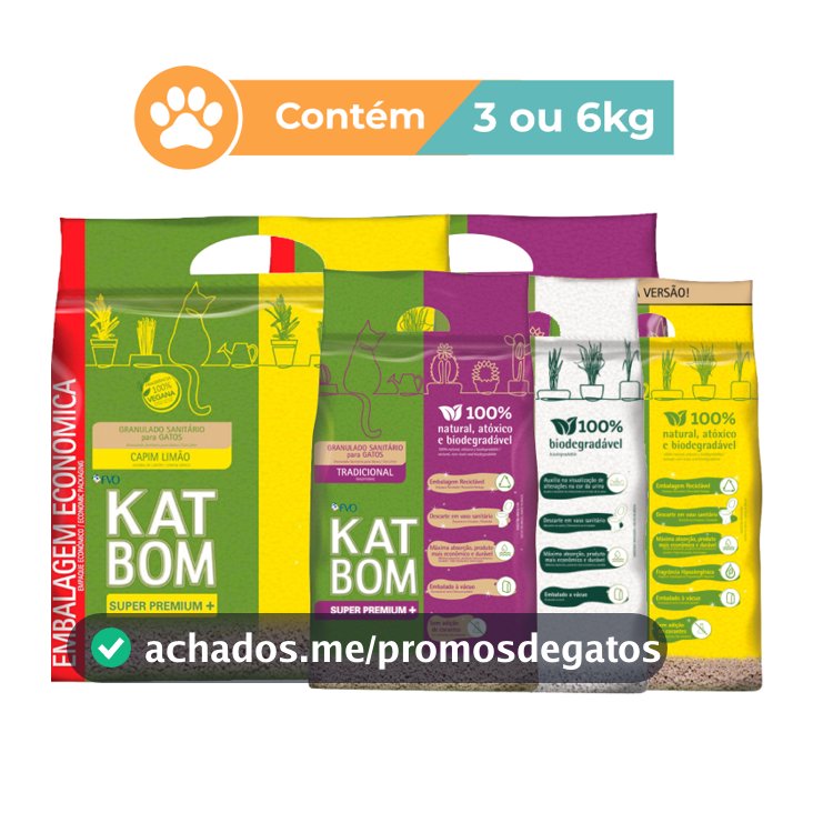 Areia Higiênica Katbom para Gatos Tradicional Capim Limão Clinical 3kg e 6kg