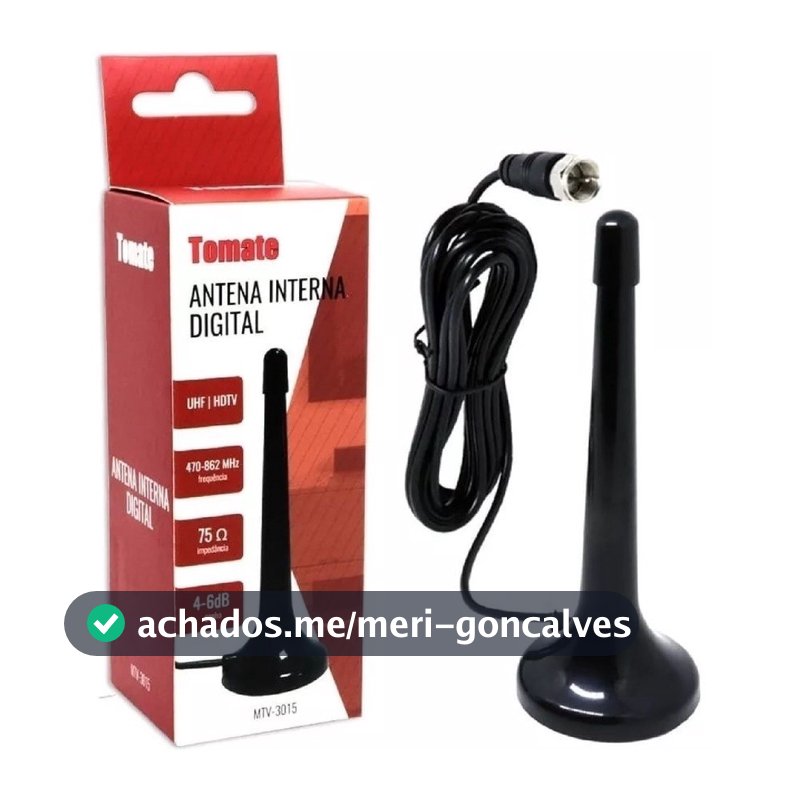 Mini Antena Digital Interna Tomate MTV-3015 HDTV UHF para TV Digital Full HD Compatível com Smart TV e Conversor Digital