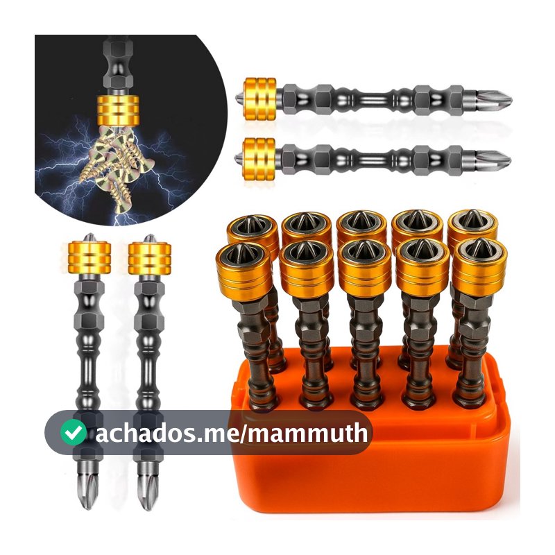 Kits Bits Ponteira  Dupla Magnetica Imantada Com Limitador Parafusadeira