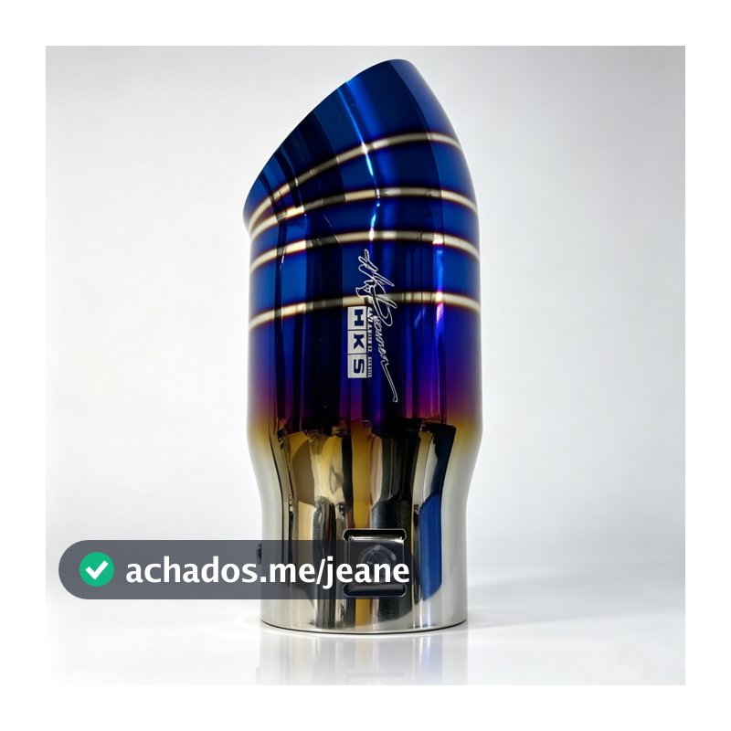 Ponteira Escapamento HKS Tuning Esportivo Azul Queimado Carro Universal Aço Inox Parafuso Veicular Automotivo 3" 2.5"
