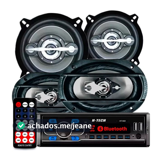 Kit Falante 6x9 + 5 Pol + Rádio Bluetooth Carro Mp3 Usb 310w