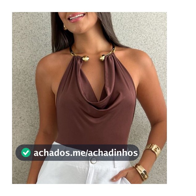 Blusa Feminina Argola Colar Decote V Vazado Costas Nua Suplex Premium Estilosa Elegante Sofisticada