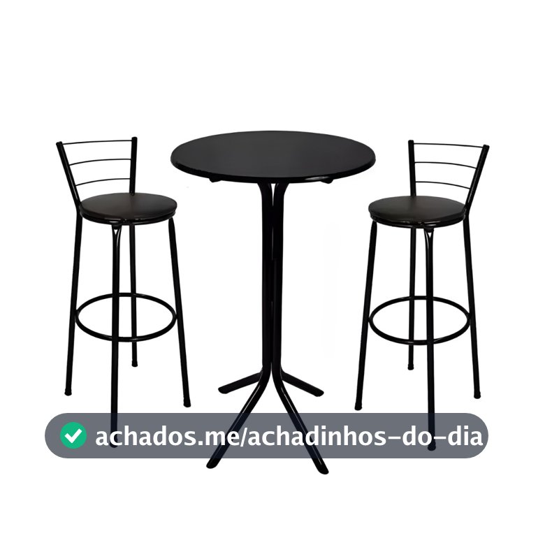 Mesa Bistrô Alta com 2 Banquetas, Ideal Cozinha Pequena, Área Gourmet, Resistente em Aço e MDP Direto de Fábrica