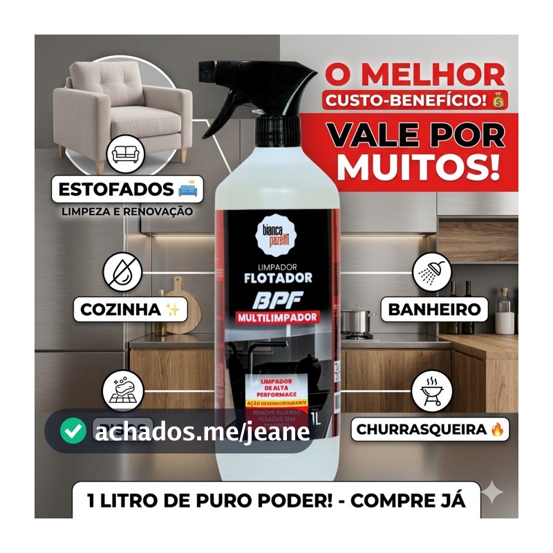 Limpa Tudo Flotador BPf Bianca Pazetti Concentrado1L limpeza geral + Borrifador