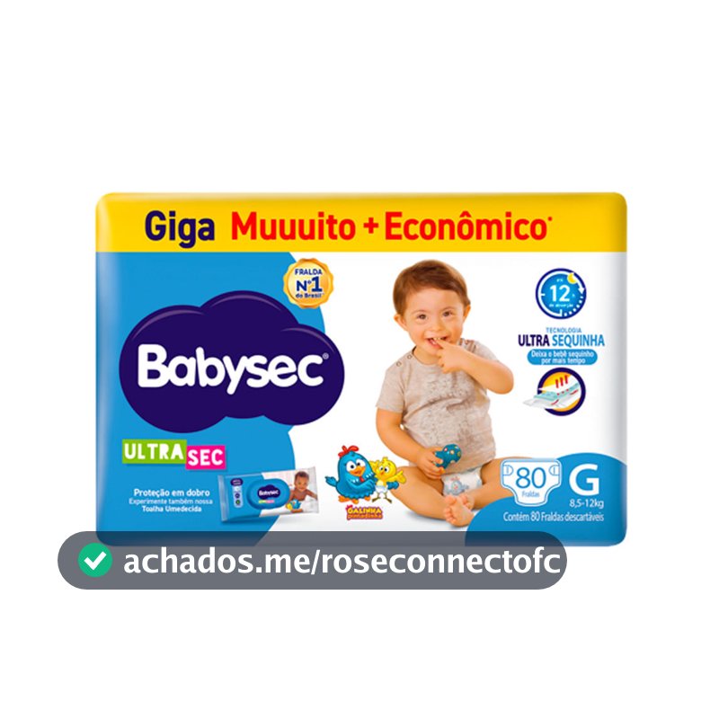 Fralda Babysec Ultrasec Giga Tamanho G 80 Unidades Descartáveis