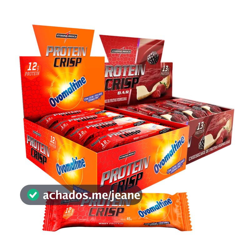 KIT 2 CAIXA PROTEIN CRISP BAR 12UN 45G BARRA DE PROTEINA (12g protein) - INTEGRALMEDICA
