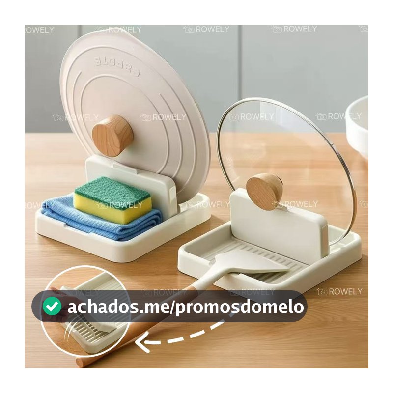 Descanso de Utensílios Dobrável 2 em 1 Organizador de Tampa de Panela e Espátula para Cozinha