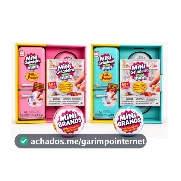 Mini Geladeira Mini brands Brinquedo Infantil Minis + 2 Cap Surpresa