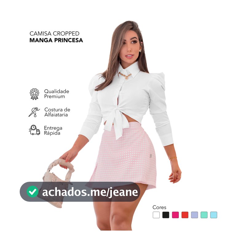 Camisa Cropped Feminina Social  Manga longa